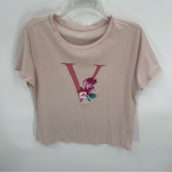 Victorias Secret Cotton And Flannel Pajama Set PJ Red Pink Starry Floral Size M - Picture 9 of 10